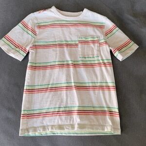 Garanimals White Tee with Green & Coral Stripes